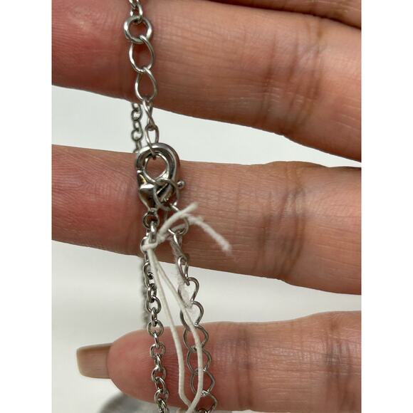 NWT Bancroft Silver Tone Disc Necklace with Clear Stones - Picture 6 of 8